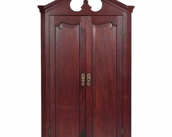 English Georgian Mahogany Hanging Antique Corner Cabinet Cupboard, 19th century
