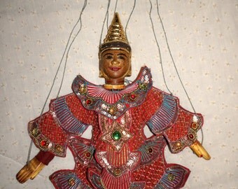 Vintage Burmese hand carved puppet or marionette.