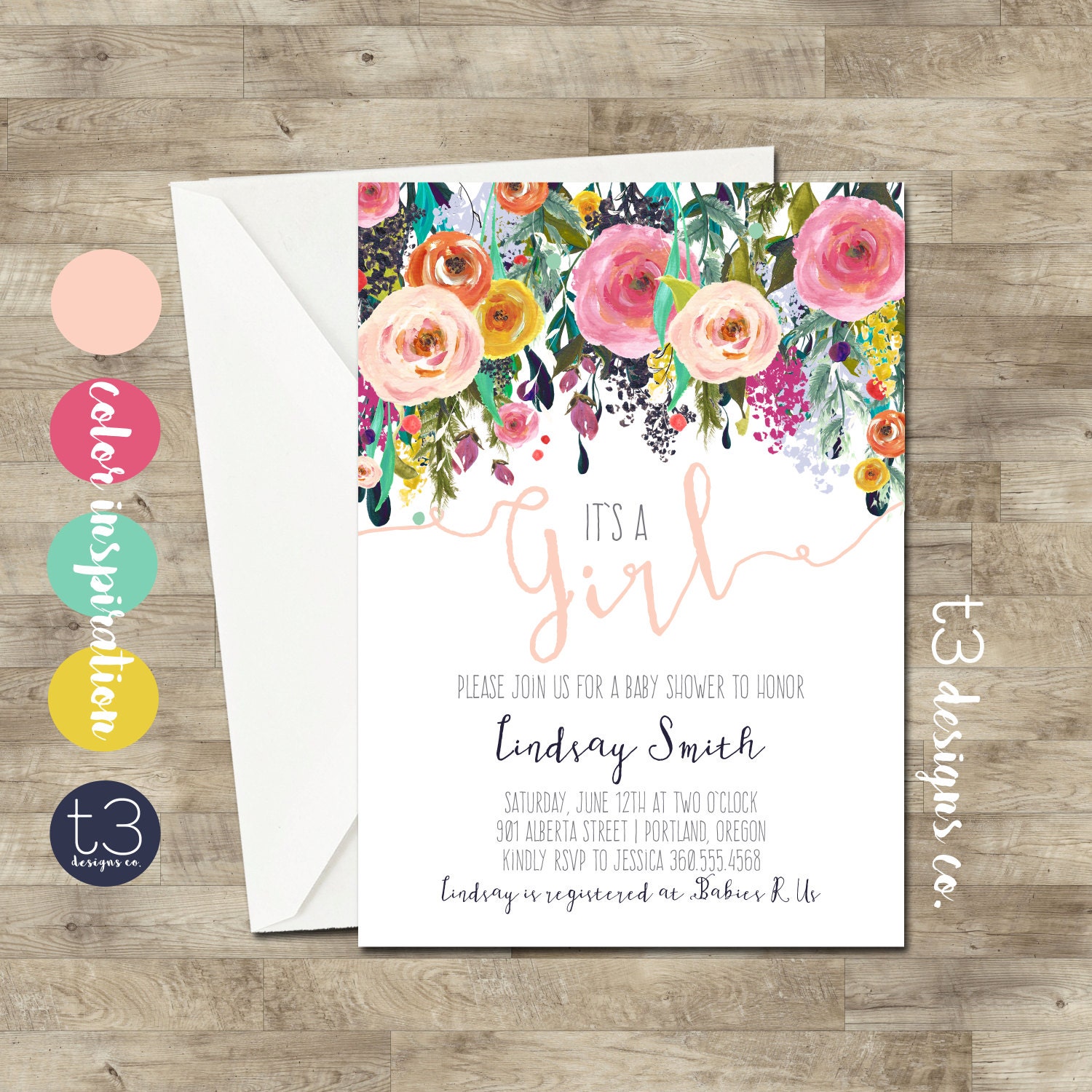 Whimsical Girl Baby Shower Invitation girl baby shower