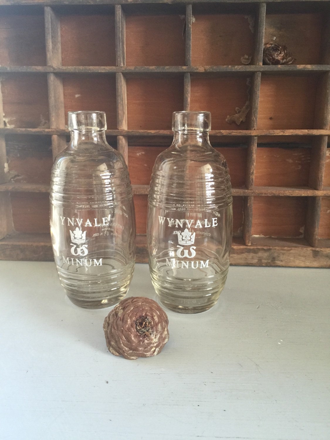 Bottles vintage Australian clear glass pair small wine bottles