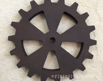 Large Industrial Style- Style 5- Wood Gear Steampunk Sprocket Mechanical Decor Wall hanging Vintage Rustic Wheel Panel Factory Molds