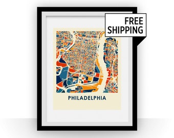 Philadelphia Map Print - Full Color Map Poster
