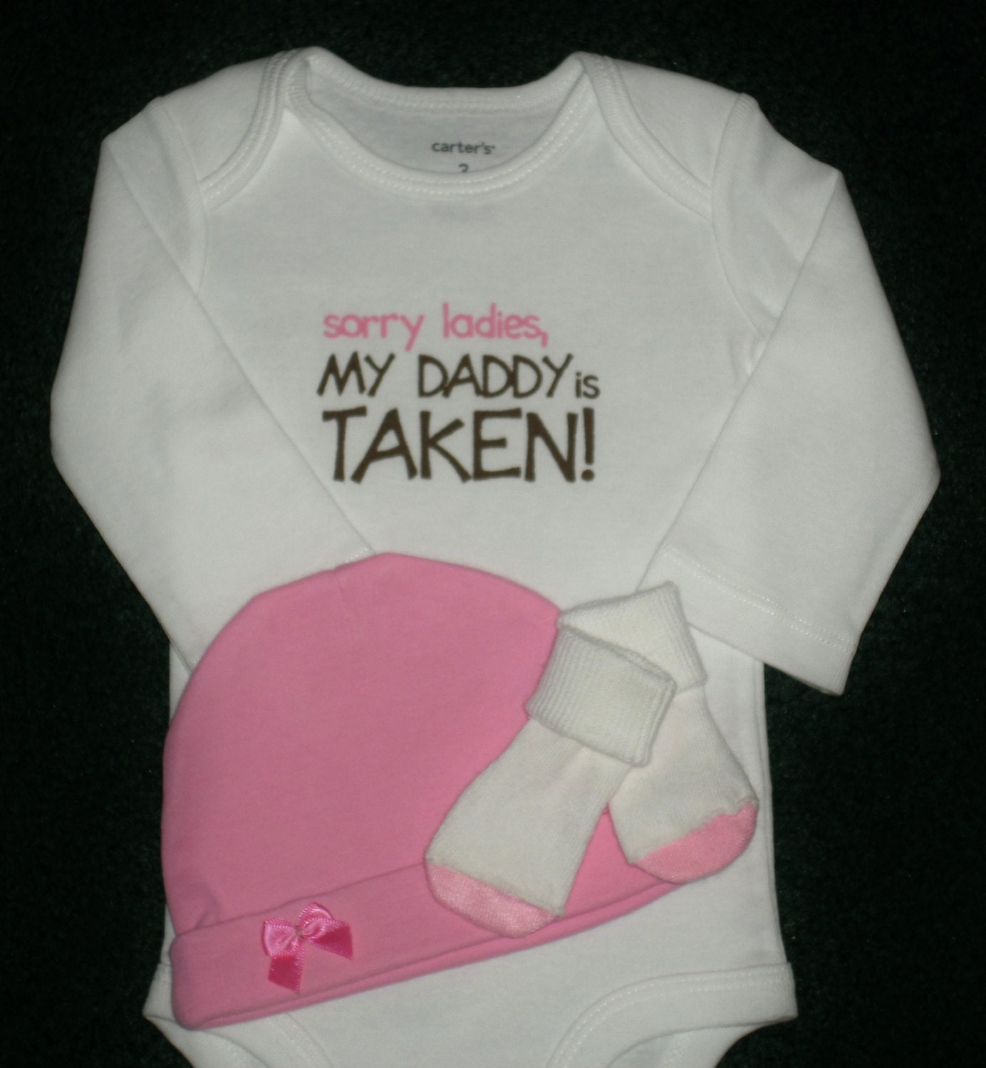 Baby Daddy Gift Set Pink And White Baby Gift Set by SugarBearHair