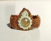 Macrame Ring with Andean Opal, Brown Macrame, Micro Macrame Ring, Saggitarius, Scorpio, Heart Chakra, Throat Chakra