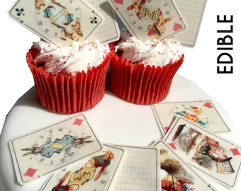 Alice in wonderland Edible Wafer Card Stand up Cake & Cupcake Decorations x 25