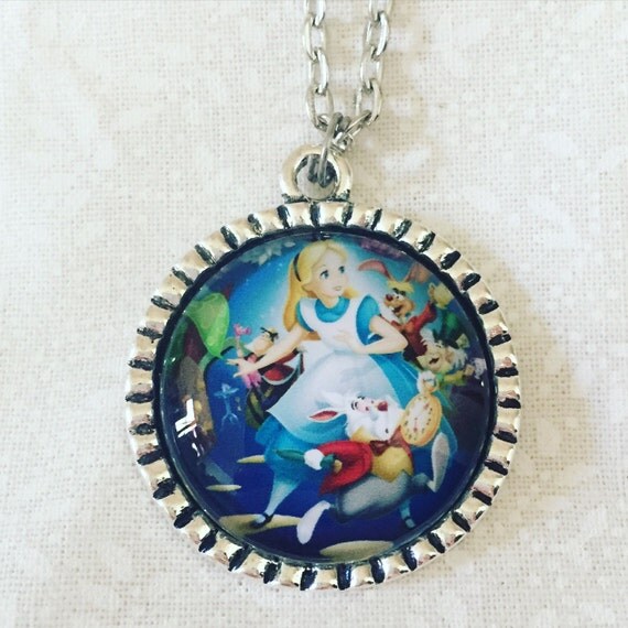 FREE Worldwide Shipping - Alice - antique silver - glass pendant