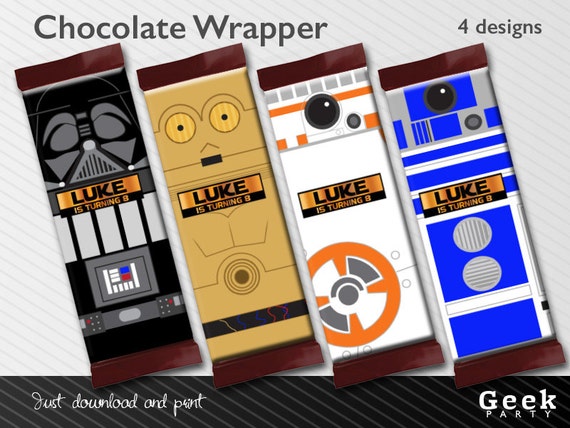 Star Wars Inspired Style Chocolate Wrapper - Digital or Printed - R2D2 ...