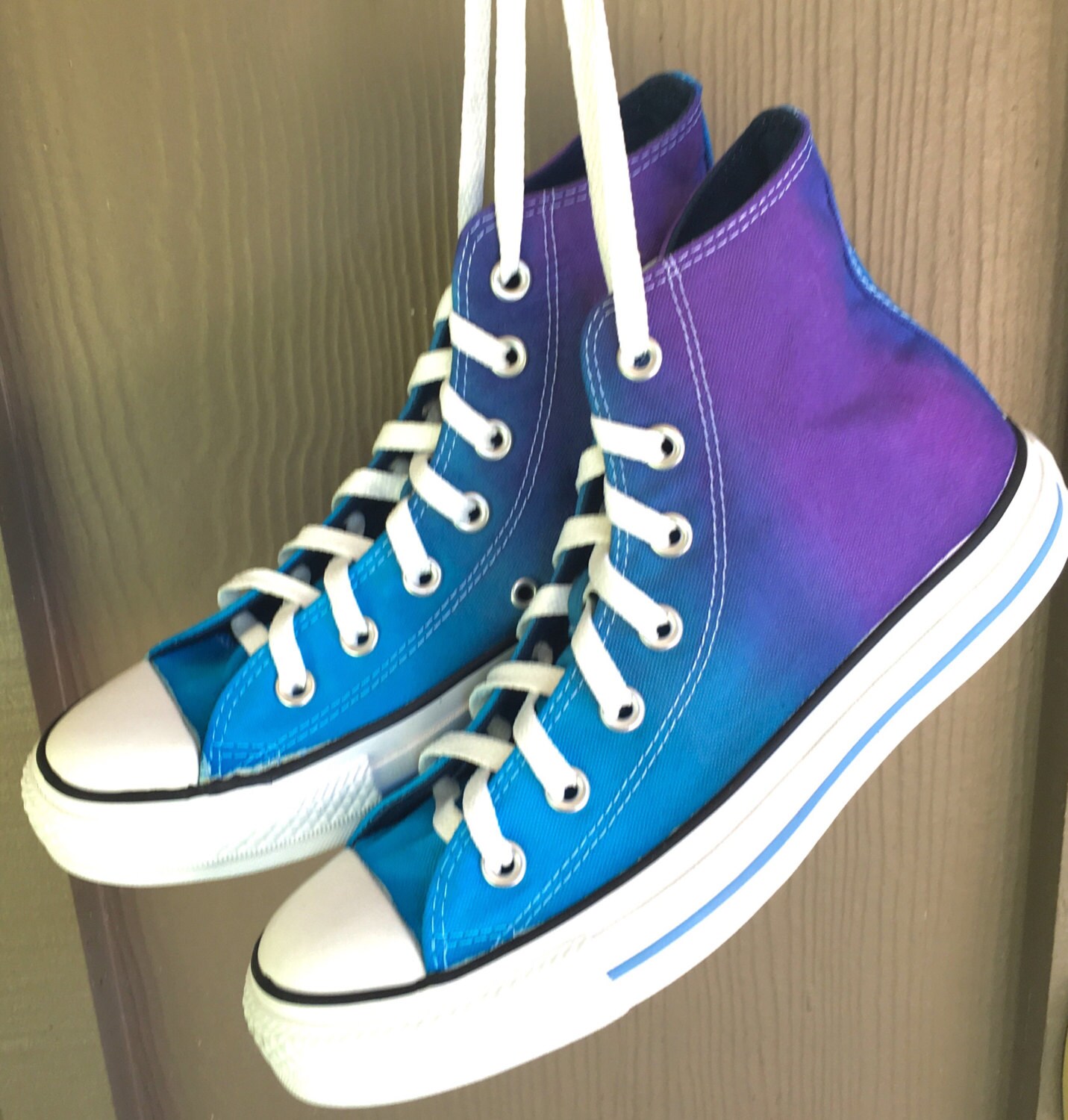 Tie Dyed Converse Hi Top Double Tongue Blue by AllBottledUpTieDyes