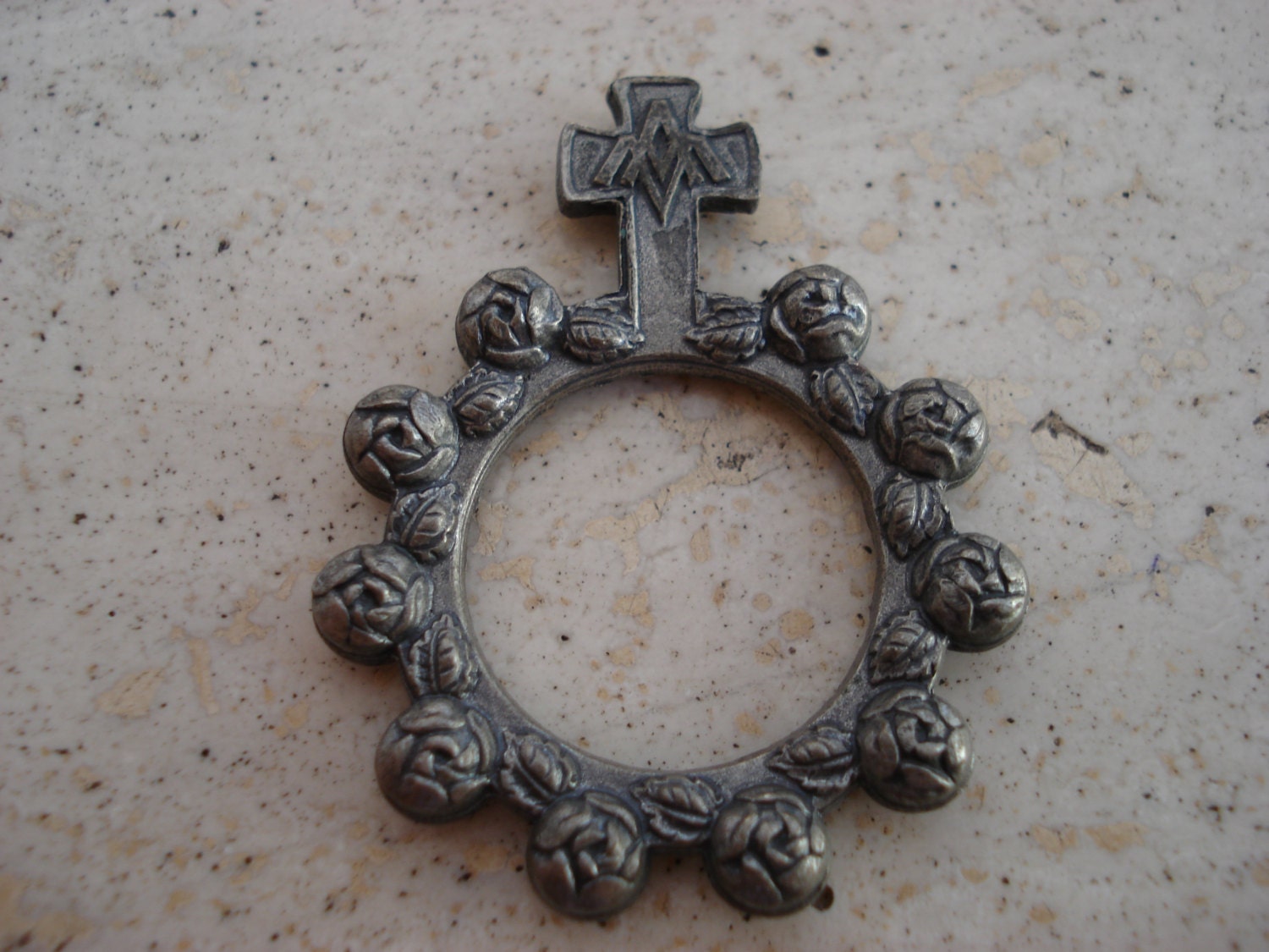 Antique french catholic finger rosary crucifix 1 decade with