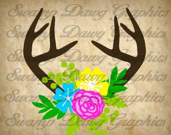 Antler Flower svg, antler flower cut file, digital file, silhouette, cricut, decal, vinyl, antler, deer svg, antler svg, flower svg, flower