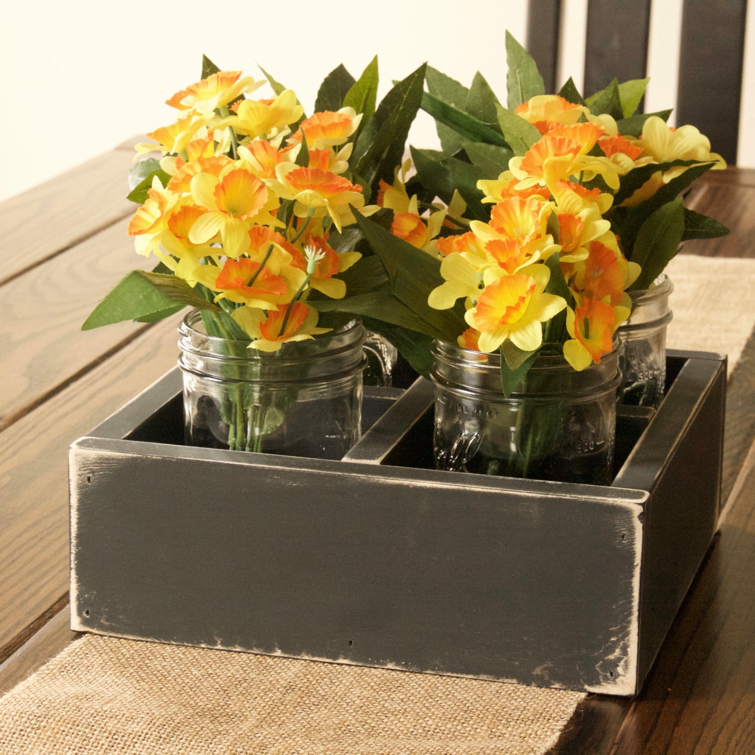 Wooden Square Centerpiece Box/ Table Caddy
