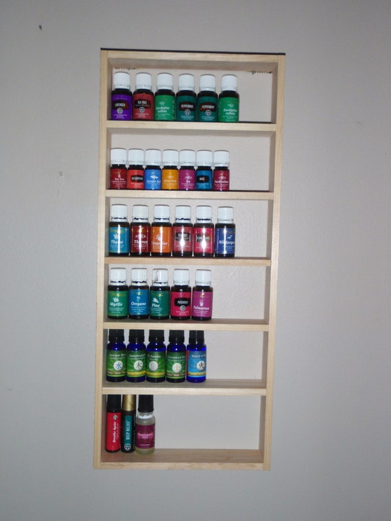 essential oil wood shelf rack storage display wall young