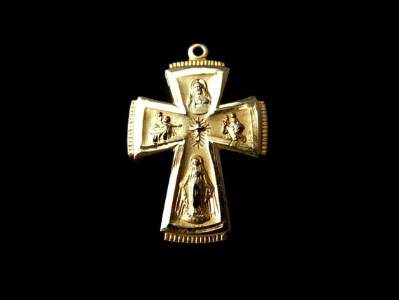 Four Way Cross Medal Gold Tone Catholic By Eclecticvintager