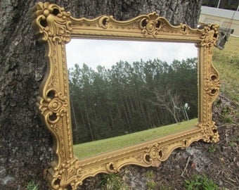 Shabby chic mirror, large mirror, ornate mirror,antique gold mirror, mirror, shabby chic decor,wedding.traditioal style mirror,