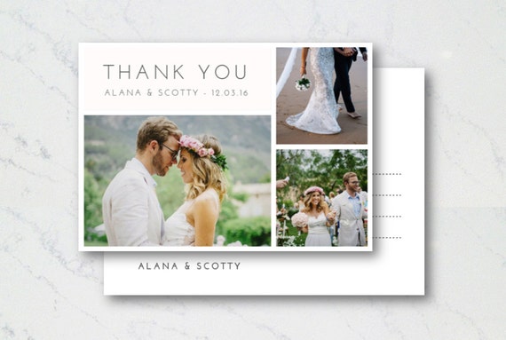 Wedding Thank you cards. photo collage postcards. Card sets or