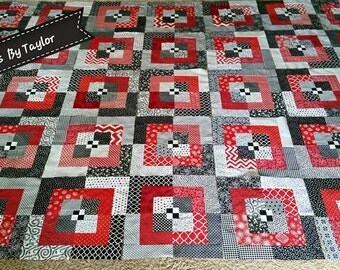 Red and black quilt | Etsy