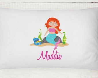 Mermaid Pillow Case, Girls Personalized Mermaid Pillow Cover, Mermaid Bedding, Mermaid Pillowcase, Mermaid Birthday Gift, Pillowcase ONLY