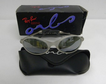 New Vintage B&L Ray Ban Orbs Oval White Ice Frost Ellipse Silver Mirror Sunglasses usa