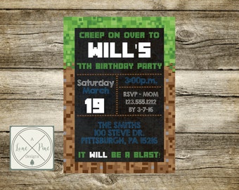 Pixel Made Birthday Invitation