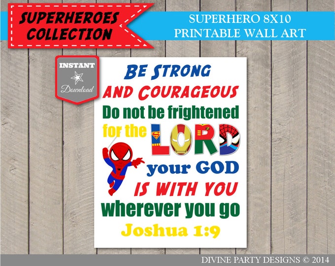 SALE Printable Wall Art - Instant Download Superhero 8x10 Verses / Boy's Room Decor / DIY / Superhero Collection / Item #509