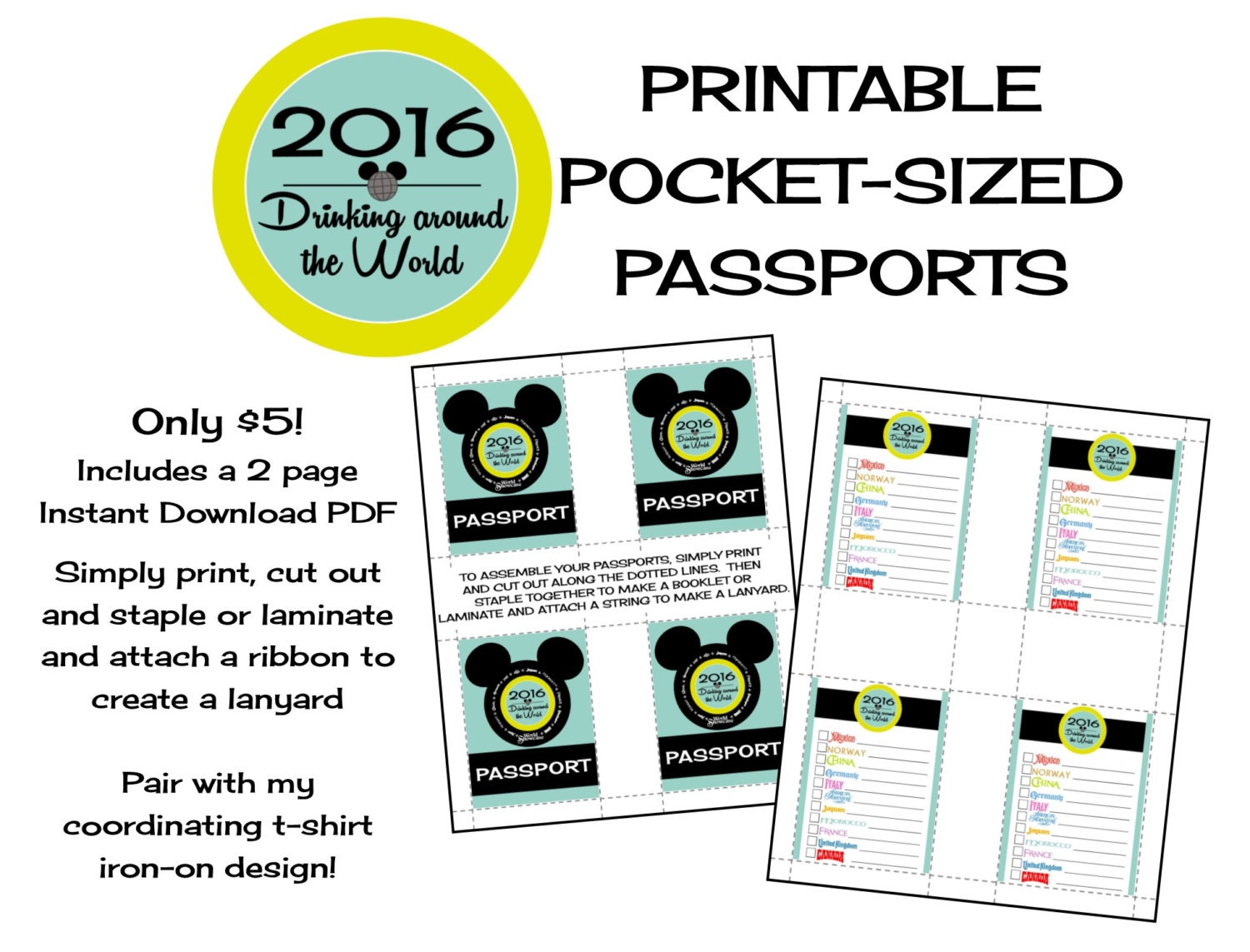 PRINTABLE Epcot Drinking Around the World by TiffanyandGirls