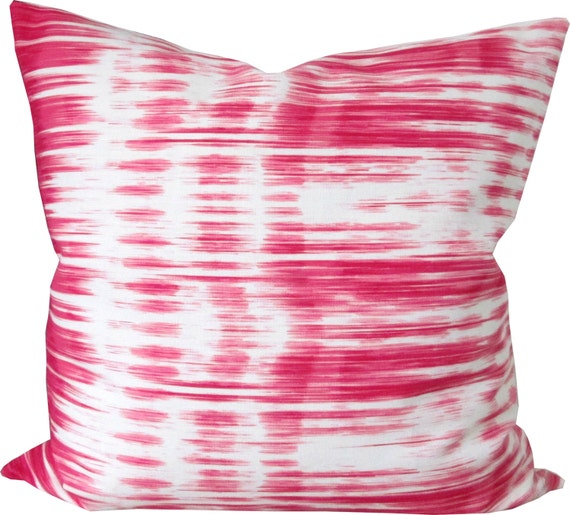 High End Designer Decorative Pillow CoverThibautPink Ikat