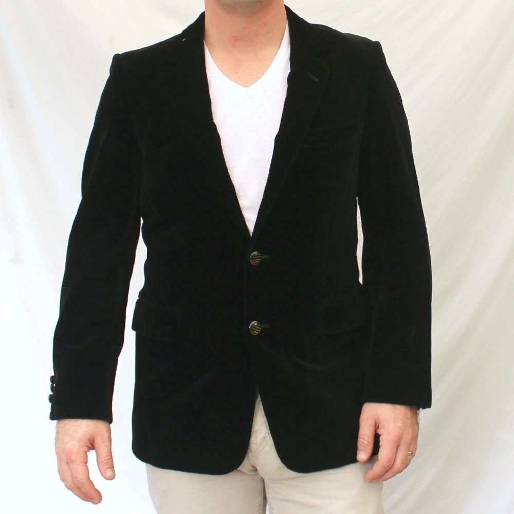 80s Black Velvet Sport Coat by Niediek // Size 38R