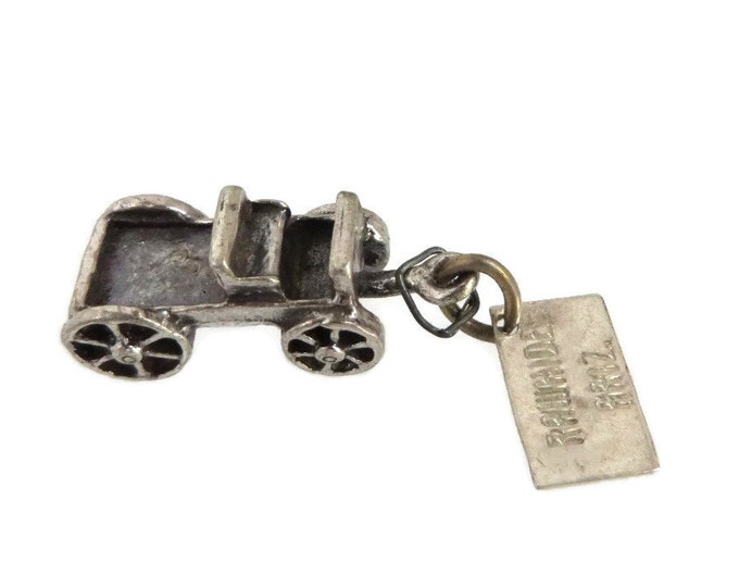 Sterling Silver Wagon Charm, Bell Sterling Charm, Vintage 3D Charm, Rawhide Arizona Pendant