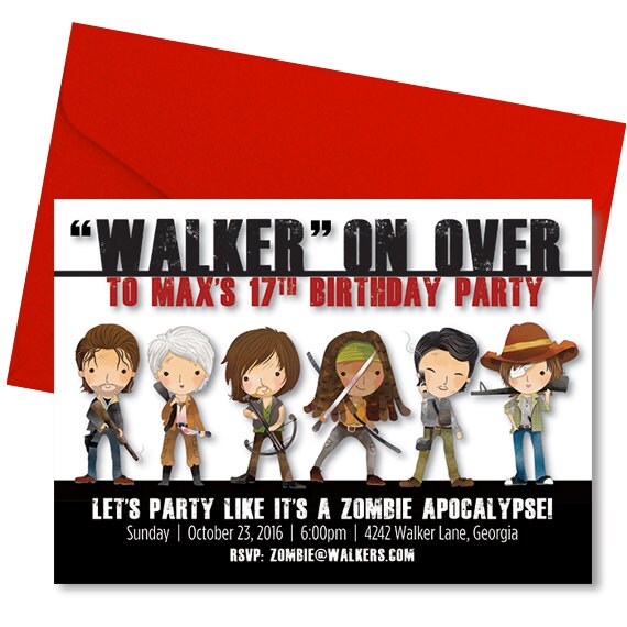 Walking Dead Birthday Invitation Walking Dead Birthday