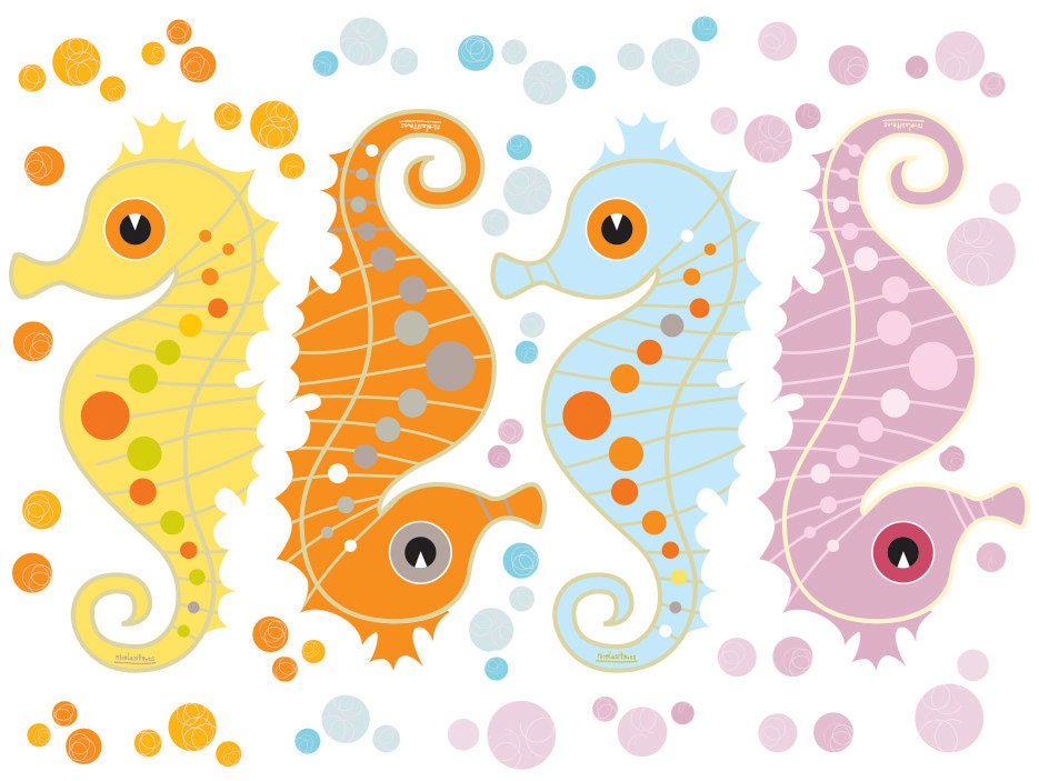 Vinilos antideslizantes caballitos de mar para el baño.