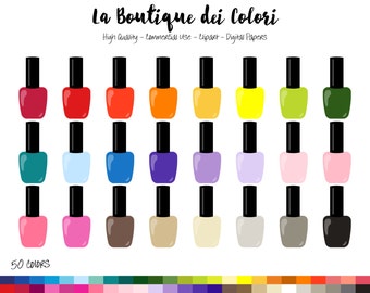 50 Rainbow Nailpolish Clipart, nail polish Digital illustrations PNG, manicure nail varnish Clip art, Planner Stickers Commercial Use