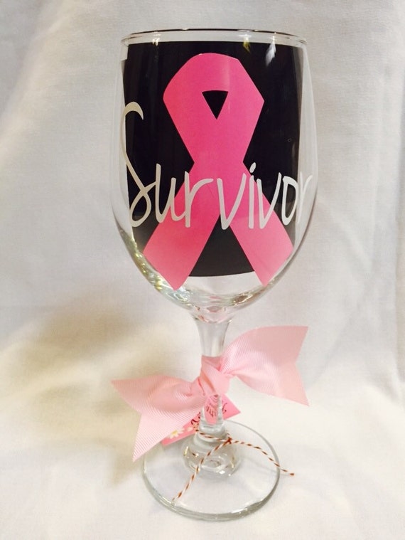 Breast Cancer Wine Glass Survivor