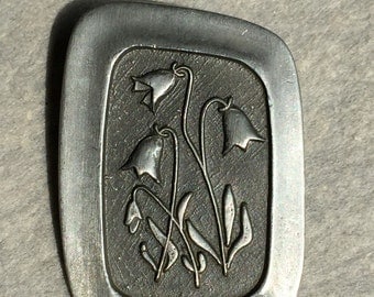 70's Sweden R Tenn Pewter Floral Brooch