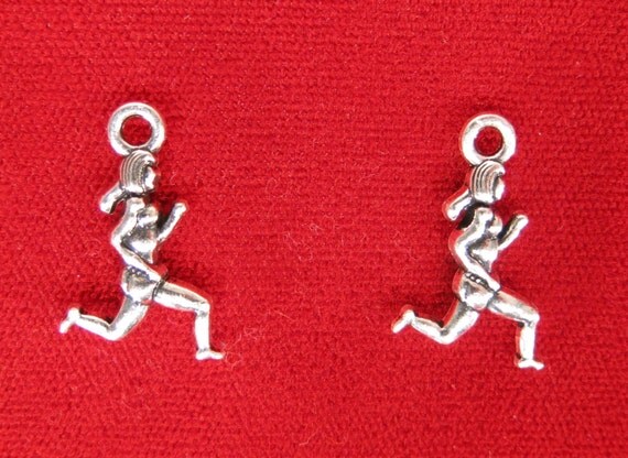 BULK 30pc running girl charms in antique silver