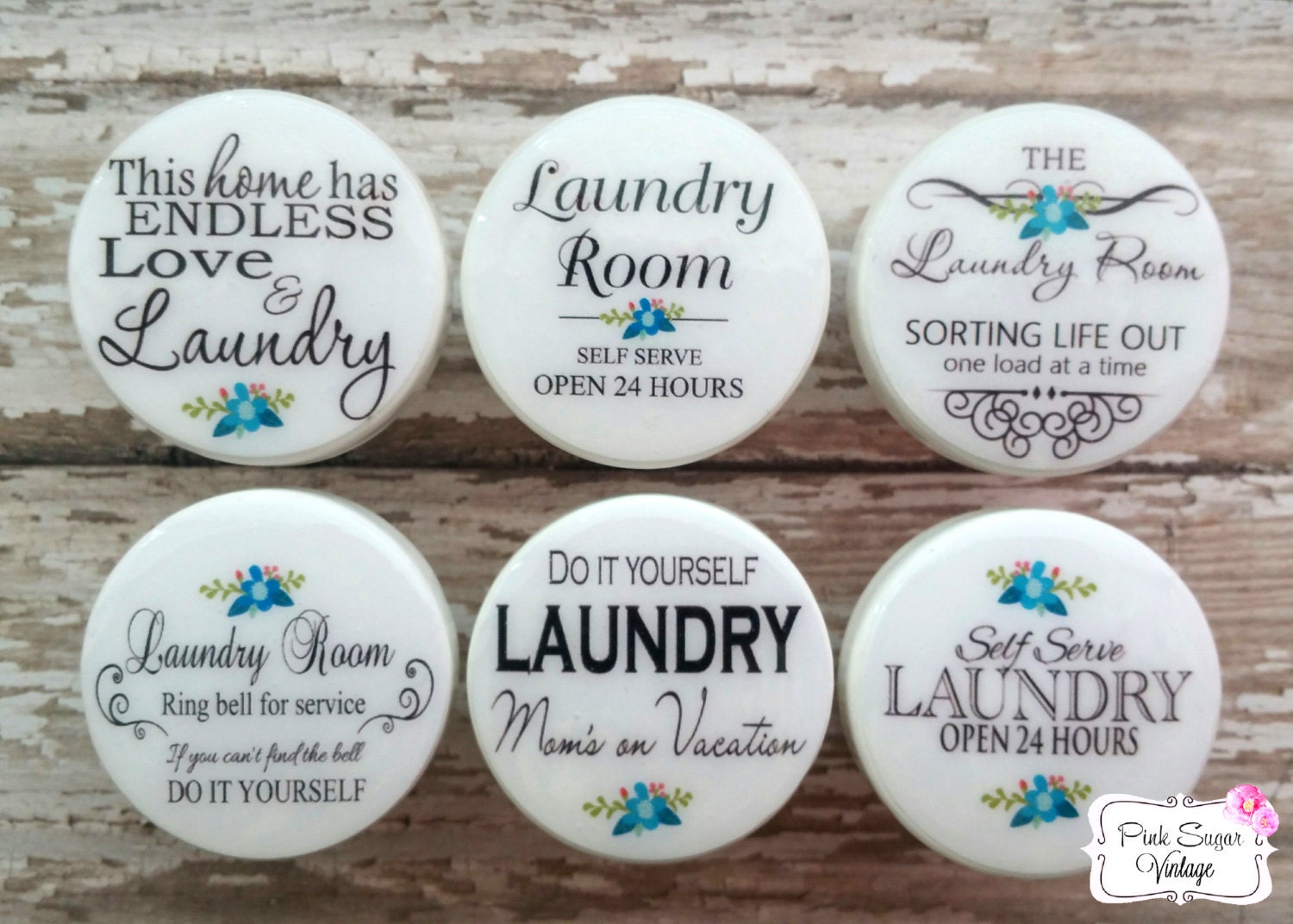 LAUNDRY ROOM KNOBS Drawer Pulls 7 Vintage Look Paris France