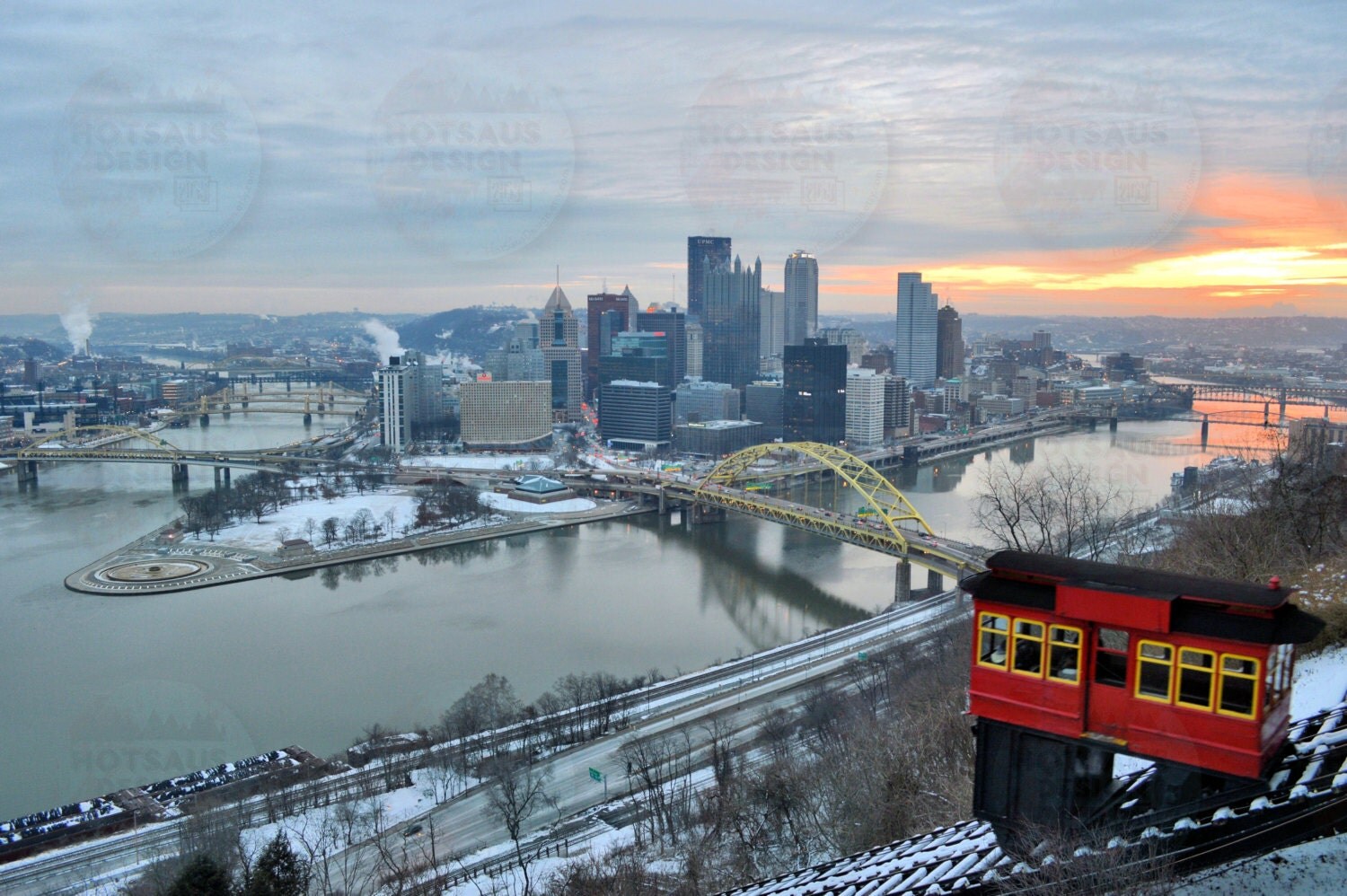 Pittsburgh Skyline Photography Winter Day in the Steel City