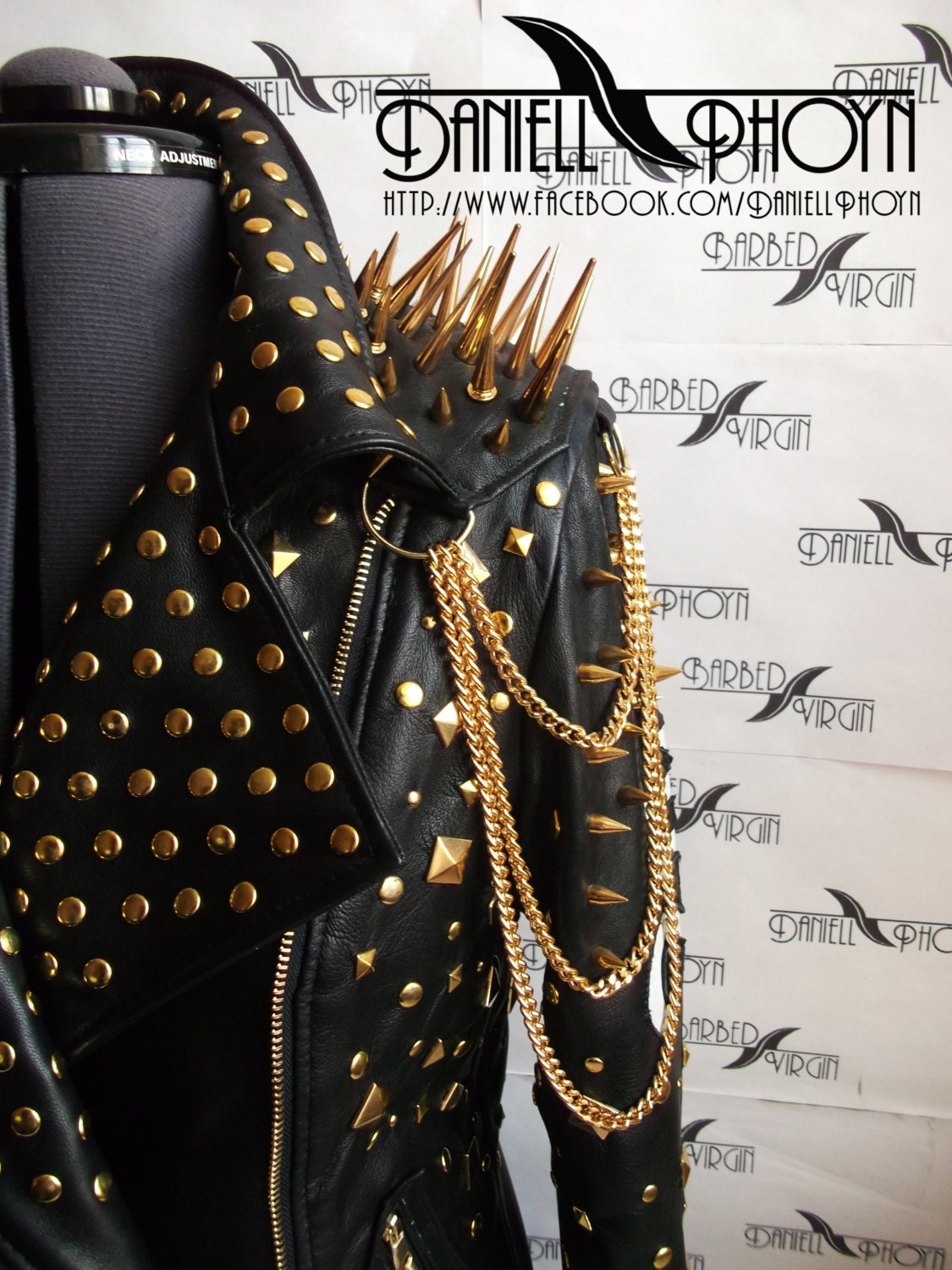 Extreme Studded Leather Jacket gold version