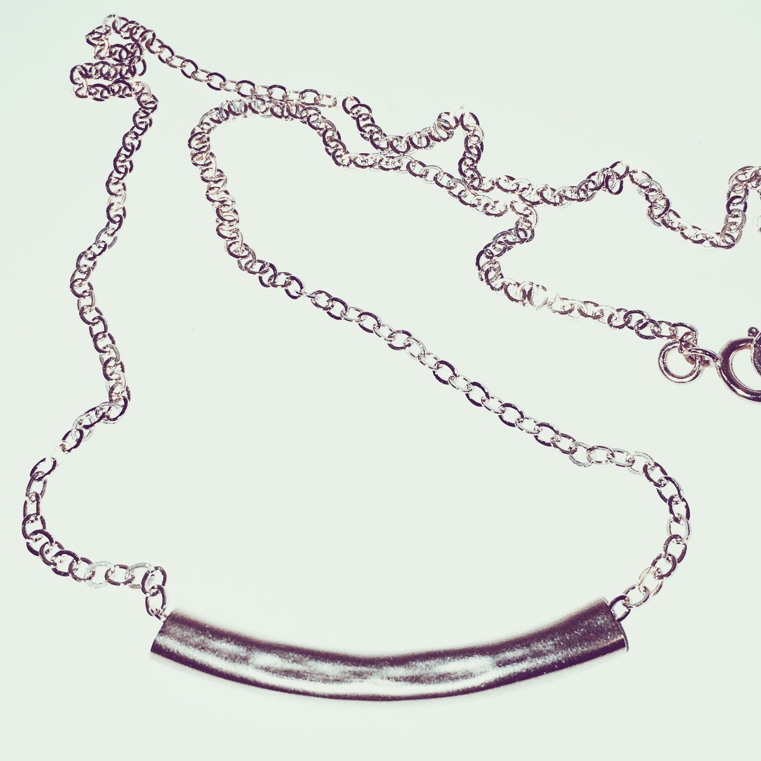 SIlver Hammered Bar Necklace by vivwear on Etsy