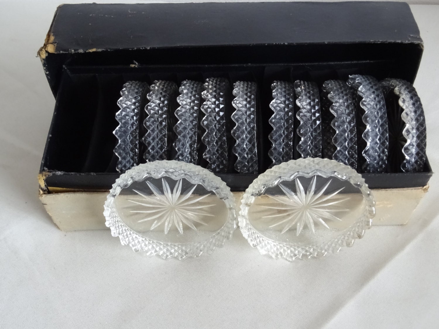 12 Vintage Glass Coasters