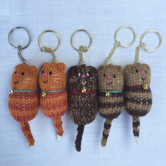 Hand Knitted Fat Cat Keyring by Eggandspoonstudio on Etsy