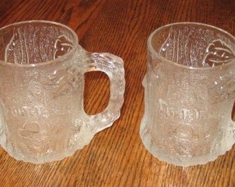 Vintage McDonalds 1993 Flintstones Glass Mugs Cups (2) Promos