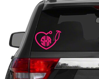 99 cent & up // Nurse Monogram Decal // Stethoscope Monogram // Monogram Car Decal // Car Decal // Cheap Decals // Best Deal Cheap Monogram