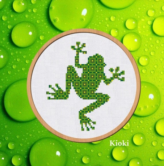 Cross stitch pattern PDF Chart Counted Frog with by TinyNeedle