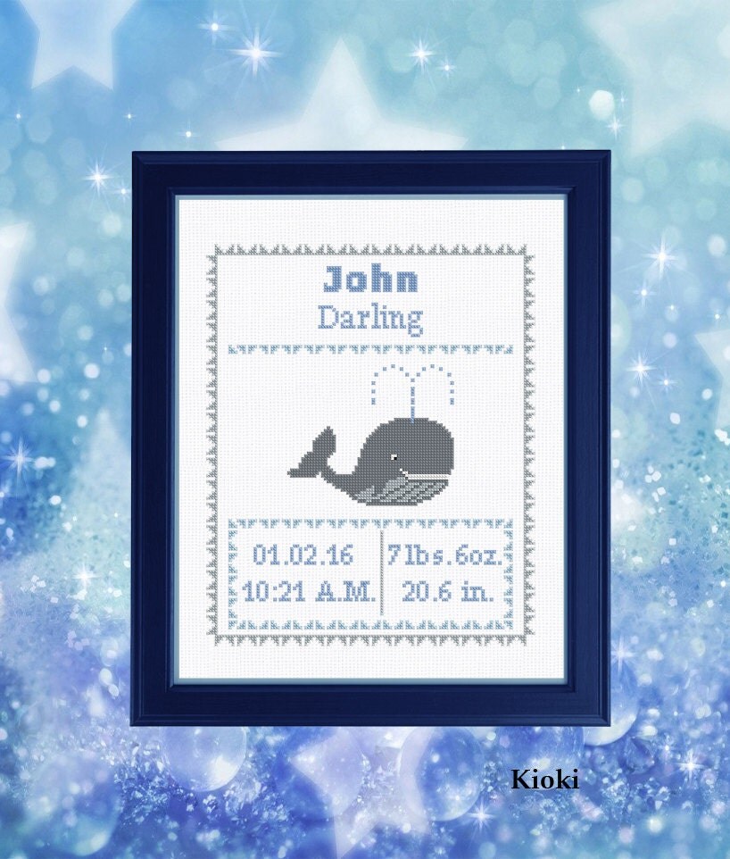 Cross stitch pattern Baby announcement Customize by TinyNeedle