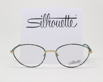 Silhouette glasses, designer eyewear, 80s spectacles, green frame, clear lens glasses