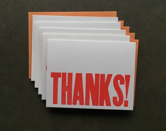 Cards- Letterpress, Thanks! Set of 5, Thank You