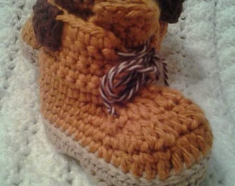 baby crochet work boots or hiking shoes