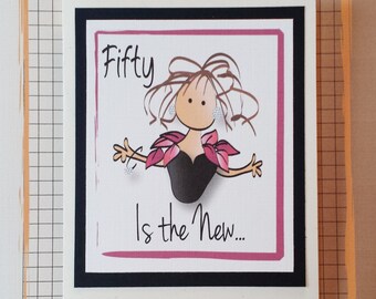 Funny Birthday Card - Fabulous 50 Birthday Card - Funny 50th Birthday Card - Funny 50 Card for Her - Fabulous 50th Card and Envelope Set