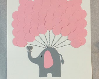 Pink Elephant Baby Shower Sign in Book, baby shower guest book, Elephant Sign in Poster, Elephant guest book, Alternative baby guest book