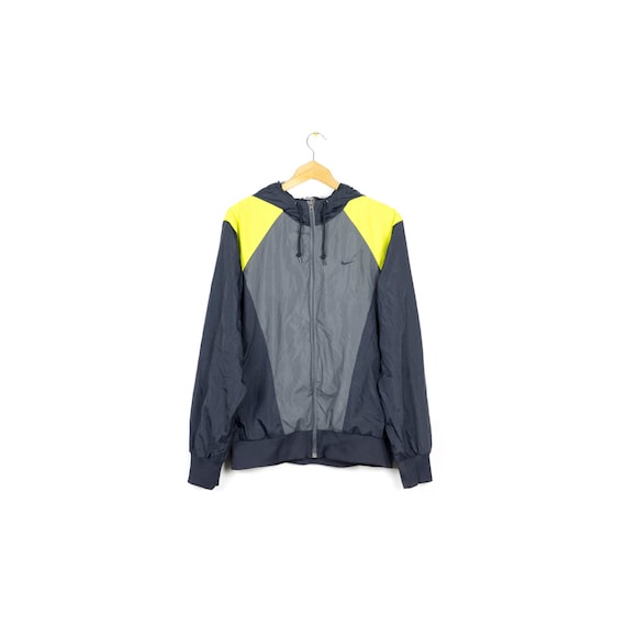 NIKE windrunner jacket / navy blue and neon yellow